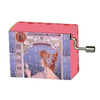 Classic Art Hand Crank Music Box- Purple Art Noveau (La Vie En Rose) image