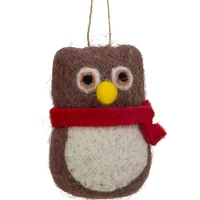 9cm Felt Owl With Scarf Hanging Decoration image