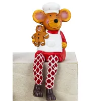 18cm Christmas Mouse Shelf Sitter With Gingerbread Man image