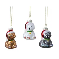 6.3cm Glass Dog Hanging Decoration (Set Of 3) image