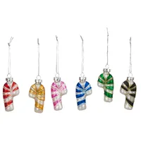 7.5cm Glass Candy Cane Hanging Decoration- Assorted Designs image