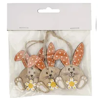 6.5cm Orange Wooden Rabbits Hanging Decoration (Set Of 3) image