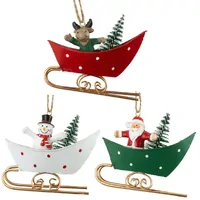 9cm Metal Sleigh Hanging Decoration- Assorted Designs image