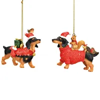 10cm Christmas Dachshund Hanging Decoration- Assorted Designs image