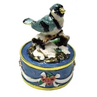 Blue Finch Enamel Music Box (Tchaikovsky- Dance Of The Sugar Plum Fairy) image