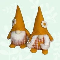 Orange Gnome With Gingham Clothing & Flower Hat- Boy Or Girl image