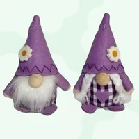 Purple Gnome With Gingham Clothing & Flower Hat- Boy Or Girl image