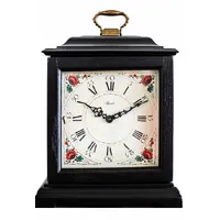 33cm Black Battery Mantel Clock With Westminster Chime & Vintage Floral Dial By HERMLE image