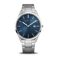 40mm Ultra Slim Collection Mens Watch With Blue Dial & Stainless Steel Strap & Case By BERING image