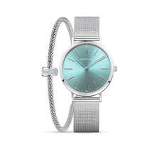 Gift Set- 34mm Classic Collection Pale Blue & Silver Womens Watch With Bracelet By BERING image