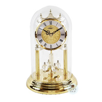 23cm Gold Anniversary Clock With Gold Dial & Crystal Pendulum By HALLER image