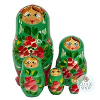 Floral Russian Dolls- Green and Red 10cm (Set Of 5) image