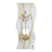 60cm Gold & Curved Glass Pendulum Wall Clock By AMS (Chipped Glass) image