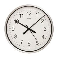 60cm Silver & White Round Wall Clock By AMS image