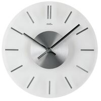 30cm Frosted Glass & Aluminium Round Wall Clock By AMS  image