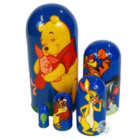 Winnie The Pooh Russian Dolls- Blue 11cm (Set Of 5) image