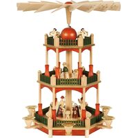 39cm Three Tier Coloured Nativity Christmas Pyramid By Richard Glässer image