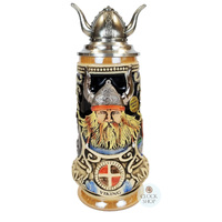 Viking Beer Stein With Viking Helmet Lid 0.5L By KING image