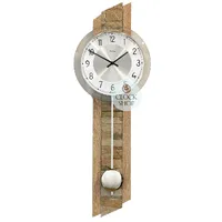 67cm Beech Pendulum Wall Clock With Stone Inlay & Silver Dial By AMS image