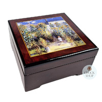 Wooden Musical Jewellery Box- The Artist's Garden at Vétheuil By Monet (What A Wonderful World) image
