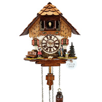 Black Forest Couple Battery Chalet Cuckoo Clock 25cm By TRENKLE image