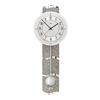 66cm Grey And Silver Pendulum Wall Clock With Silver Dial By AMS image