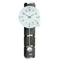 66cm Grey And Silver Pendulum Wall Clock With Silver Dial By AMS image