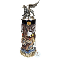 Griffin Beer Stein With Pewter Griffin On Lid 0.75L By KING image