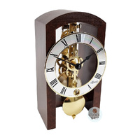 18cm Walnut Mechanical Skeleton Table Clock By HERMLE (Small Scratch) image