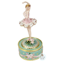 Pink & Green Ballerina Figurine Enamel Music Box (Tchaikovsky- Swan Lake) image