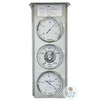 51cm Silver Outdoor Weather Station With Thermometer Barometer & Hygrometer By FISCHER image