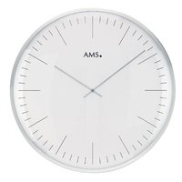 40cm White Round Wall Clock With Silver Accents By AMS image