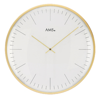 40cm White Round Wall Clock With Gold Accents By AMS image