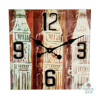 40cm Clock Tower Square Glass Wall Clock By AMS (Cosmetic Scratch) image