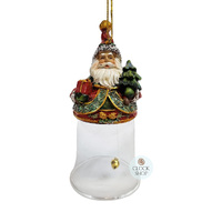 15cm Santa With Tree Glass Hanging Decoration image