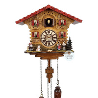 Accordion Player, Couple & Dog Battery Chalet Cuckoo Clock 25cm By TRENKLE image