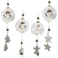 7cm Angel In Glass Bauble Hanging Decoration- Assorted Designs image