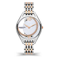  34mm Silver & Rose Gold Womens Quartz Watch With Crystal & Mother Of Pearl Dial By KENNETH COLE image
