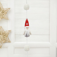 160cm Santa Gnome Hanging Ornament With Red Hat & White Coat image