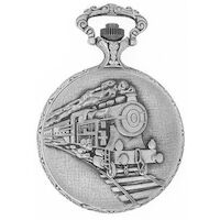48mm Rhodium Mens Pocket Watch With Steam Train By CLASSIQUE (Roman) image