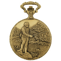 48mm Gold Mens Pocket Watch With Fisherman By CLASSIQUE (Arabic) image