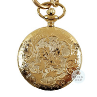 48mm Gold Unisex Pocket Watch With Floral Pattern By CLASSIQUE (Roman) image