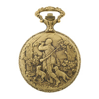 48mm Gold Mens Pocket Watch With Hunter & Dogs By CLASSIQUE (Arabic) image