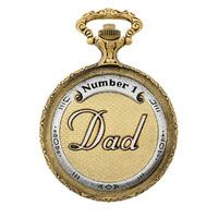 48mm Two Tone Gold Mens Pocket Watch With Number 1 Dad By CLASSIQUE image