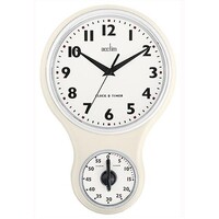 30cm Cream Retro Kitchen Wall Clock with Timer By ACCTIM (No Glass) image