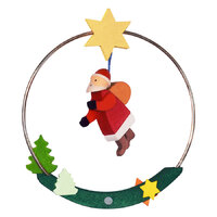 8cm Santa In Ring Hanging Decoration By Graupner image