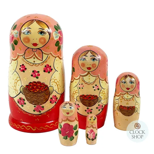 Zagorsk Country Russian Dolls With Flowers 16cm (Set Of 5)