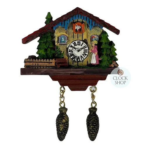 10cm Black Forest Chalet Fridge Magnet With Lady