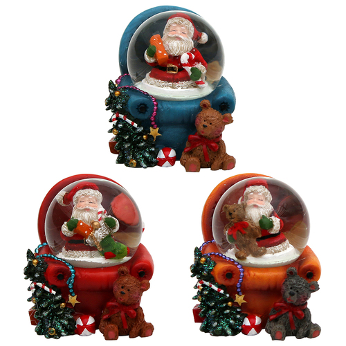 5cm Santa In Armchair Snow Globe- Assorted Designs