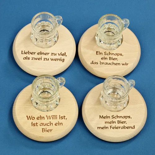 German Mini Schnapps Glass & Beer Cover- Assorted Designs